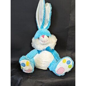 Blue Chrisha Playful Plush Bunny Toy With Long Ears & Bowtie - 16 Inches texture